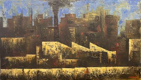 Quadro di Leonardo Papasogli Paesaggio  - olio tela 